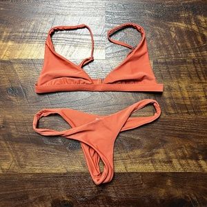 EUC Ark Swimwear Bikini Rust Bralette & Brazilian Set size M Women's